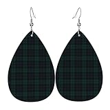Pendientes De Piel Sintética Tartán Black Watch Lujo Pendientes En Forma De Lágrima Modernos Aretes De Cuero Con Forma Para Decoración Vacaciones Bodas