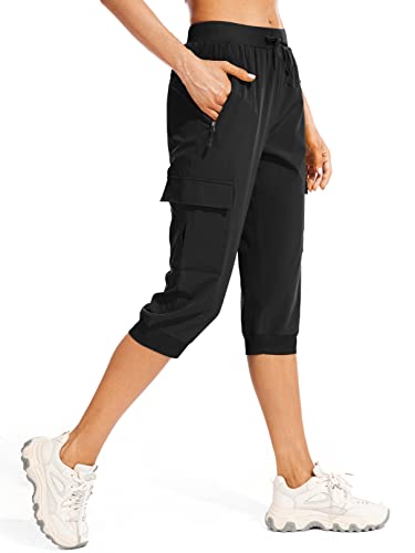 Jessie Kidden Damen-Cargo-Shorts, Capri-Wanderhose, kurze Hose, leicht, athletisch, Workout, Freizeit, Lounge, Jogginghose, schwarz, Mittel Cover