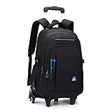 EKUIZAI Solid Color Trolley Backpack Schoolbag for Middle School Students Elementary Rolling Bag Daypack for Teen Boys