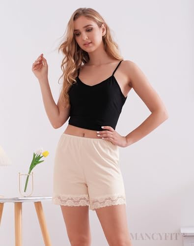 Image of MANCYFIT Pettipants for Women Half Slip Culotte Shorts Split Skirt Lace Snip 4 inch Inseam