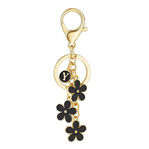 SELOVO Young Teens Bag Charm Car Key Chain Black Keychain Initial Y Charm