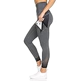 Nicole Miller Invisible Zipper Pocket 7/8 Workout Leggings for Women Light Grey