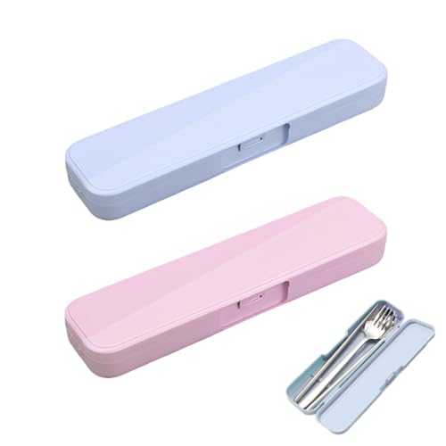 XUZOPIM Caja Para Cubiertos 2 Pcs Caja De Cubiertos Portátil De Viaje Caja De Almacenamiento Para Platos Cuchara Portátil Tenedor Para Trabajo Escuela Camping De Cubiertos De Viaje