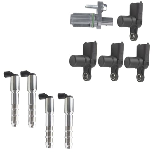 higherbro 4x Engine Variable Valve Timing(VVT) Solenoid Kit + 5x Cam& Crankshaft Sensor Kit for 2012-2020 Chevy Impala 3.6L; 2010-2017 Traverse; 2010-2015 Equinox; 2011-2016 Acadia Enclave Lacrosse