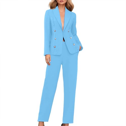 Generico Tailleur Donna Eleganti Pantaloni e Giacca da Cerimonia Curvy
