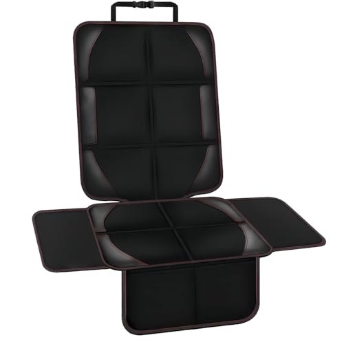 Car Seat Protector, Child Seat Protection, 600D Waterproof Non-Slip Fabric Thick Padding with 2 Mesh Storage Pockets, Baby Seat Protectors Under Carseat