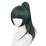 Amback Dark Green Ponytail Wig Long Pigtail Cosplay Wigs for Women, Probeauty Green Wig Heat Resistant Costume Anime Wigs for Halloween