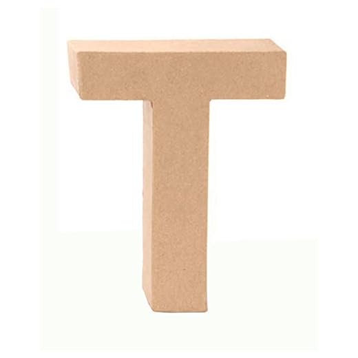 GLOREX 6 2029 120 - Papp - Buchstabe T, Buchstabe aus brauner Pappe, ca. 17,5 X 5,5 cm groß, zum bemalen und bekleben, für Serviettentechnik und Décopatch, ideal als Dekoration
