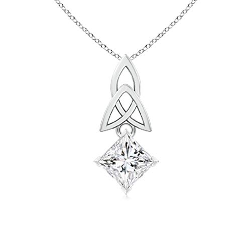 Eraa Jewel Pendant Necklace With 18" Chain, 2.00Ct Brilliant Princess Cut, Celtic Knot Pendant, Colorless Moissanite Diamond, 925 Sterling Silver, Pendant Necklace Great For Gift Or As You Want #TOP22