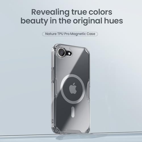 Image of Nillkin Case for Apple iPhone 16E / 17E (6.1 inch Inch) Nature TPU Pro Magnetic Works with Magsafe Charger Hard Borders + PC Back & Impact Resist Edges Soft Flexible White Color