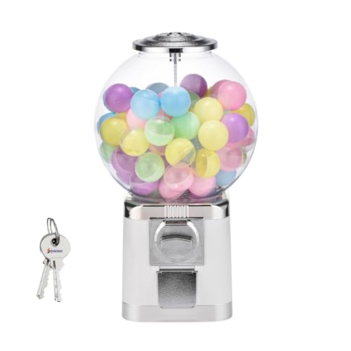 Auybuig ガチャマシン 業務用 大容量 ガシャポン 100円硬貨対応 カプセルマシーン 本体 100個収納 40-55mm対応 レトロデザイン 店舗 イベント 景品 家庭用 幼稚園 ゲームセンター コーヒー (コイン不要,ホワイト)