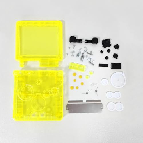 Image of Hzxkqmil Replacement Full Shell Case Kit for Gameboy Advance SP Console | Custom Transparent Housing DIY Clear Cover with Buttons Screws Repair Parts + Screwdrivers Tools for GBA SP (Clear Yellow)
