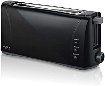 HAEGER Dark Sun  Multifunction Toaster with 1000 W  Extra Long Slot, Toast Control  6 Positions, 3 Functions: Reheat, Defrost and Cancell, Extra Boost for Small Slices