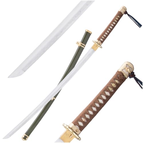 WWII Japanese Type 98 Gunto Officer’s Katana Sword and Scabbard | 27 9/10 Inch T10 Carbon Steel Blade | 39 3/10 Inch Overall | Genuine Rayskin Handle | Brass Accents | Black Wood Scabbard