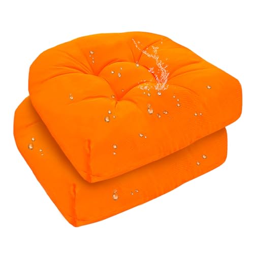 TESICA Outdoor Indoor U Shaped Wicker Seat Cushion Decorative Orange Tufted Chair Pads Chair Cushions Set for Patio Garden Home Office Furniture