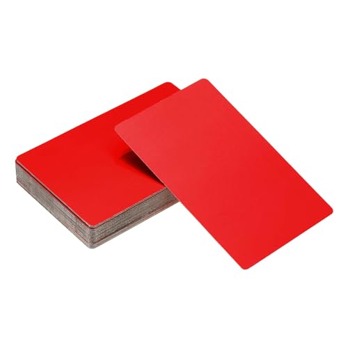 YELARXI メタル名刺ブランク アルミニウムレーザー彫刻名刺、86 x 54 x 0.2 mm オフィス名 DIY 印刷用 (60枚パック、レッド)