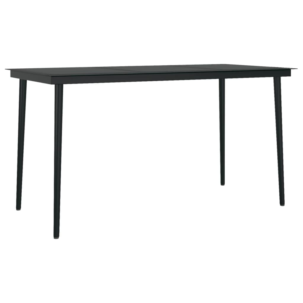 7-TLG. Set da pranzo da giardino con cuscino grigio, sedie regolabili in polietilene e rattan sintetico, telaio in acciaio verniciato a polvere, 140 x 70 cm, tavolo in vetro per terrazza, balcone