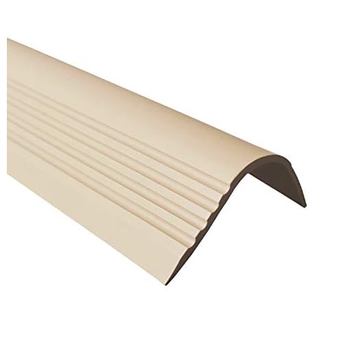 Nez de marche profilé d'escalier, PVC, pour marches arrondies, adhésif et antidérapant, beige, 50x42, 150cm, RGPT