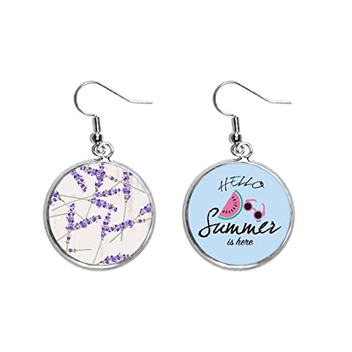 Pendientes de sandía de diseño artístico y pintura decoracion inspirada en flores de lavanda