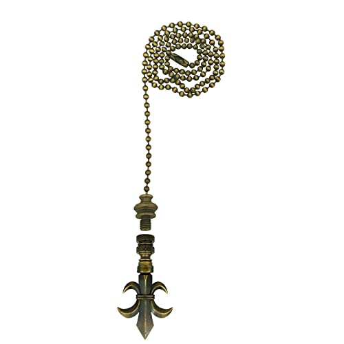 Image of Royal Designs, Inc. Fleur De Lis Finial with Fan Pull Chain, Antique Brass - Pack of 1