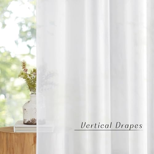 Image of NICETOWN White Sheer 54 inch Length Curtains, Grommet Soft Voile Sheer Light Filtering Lightweight & Breathable Window Treatments for Nursery /Cafe, W30 x L54, 2 Panels