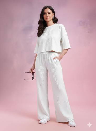 Image of Zilcon Women Bricks Wool 2 Piece Sets for Women Casual Summer Travel Vacation Outfits Pajama Sets Cap Sleeve Lounge Set