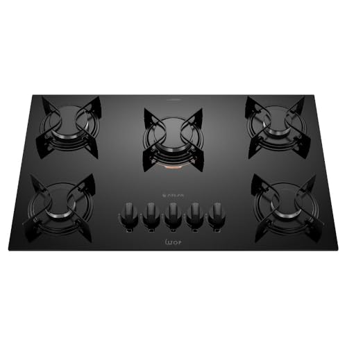 Cooktop 5 Bocas Preto com Mesa de Vidro Atlas U Top Bivolt