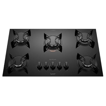 Cooktop 5 Bocas Preto com Mesa de Vidro Atlas U Top Bivolt