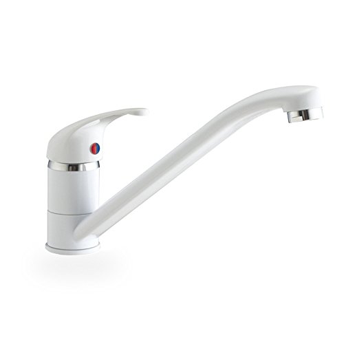 Robinet de cuisine filtrant blanc avec mitigeur d'évier rotatif eau chaude