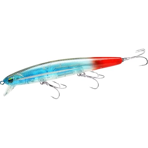 LUCKY CRAFT FlashMinnow 110 Ghost Series Saltwater Fishing Lures Jerkbait for Halibut and Bass Fish Slow Suspending 12 ft Surf Fishing Gear and Tackle Box Accessories 388 Ghost Neon Tetra