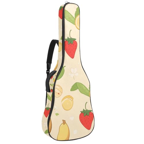 Sac pour guitare acoustique rembourré avec rangements et motif fruits jaunes protecteur