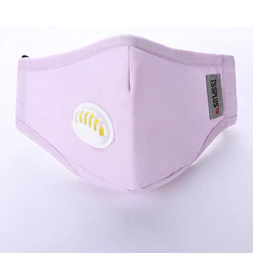 PINK Cotton mask2,TSSPLUS PM2.5 Reusable Face Masks Dustproof Mouth-muffle Running Cycling Breathable Valve Anti Haze Respirator Healthy Protective Cover [US Stock ]