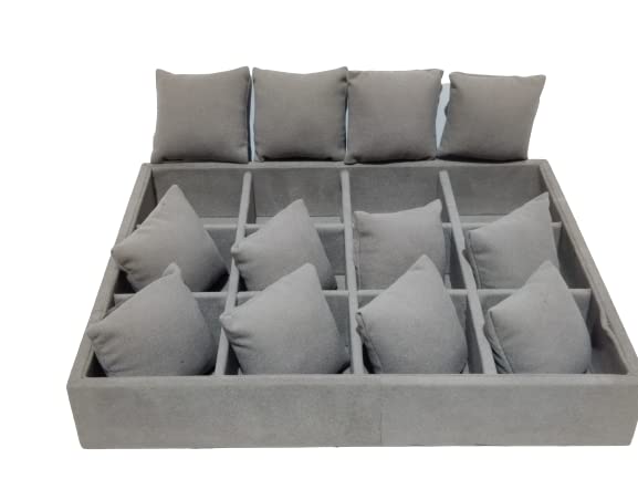 Image of 12 Watch Velvet Jewelry Drawer Organizer Tray Stackable Jewelry (Grey)