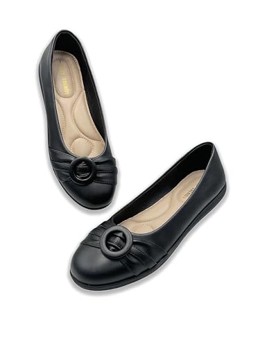 Image of BEST TRENDY Women's Comfort Pointed Toe Skimmer Ballet Flats Shoes Women's Oxfords Mary Jane T-Strap Oxford Shoes