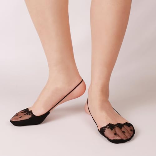 Ultra Low Cut Lace No Show Socks for Women,Half Liner Socks Ball of Foot Toe Topper4