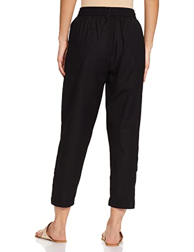 Image of Max Women Solid Woven Cropped Regular Fit Pants