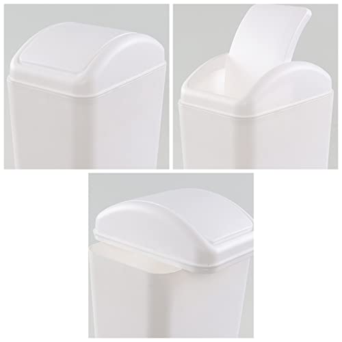 Image of Esdiplot 3.5 Gallon Plastic Trash Can with Swing Top Lid | Slim Swing Lid Garbage Bin Wastebasket for Bathroom
