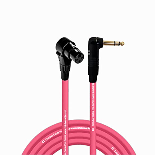COLUBER CABLE Right Angle XLR Female to Right Angle 1/4" TRS - 30 Feet - Pink - Pro 3-Pin Microphone Connector for Powered Speakers, Audio Interface or Mixer for Live Performance & Recording