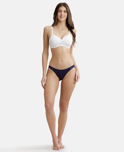 Image of Jockey FE40 Women Wirefree Padded Super Combed Cotton Elastane Stretch Full Coverage T-Shirt Bra with Cross Over Fit