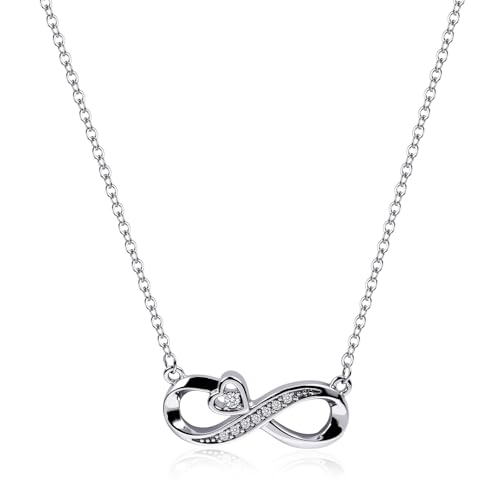 Silver Infinity Heart Necklaces for Women Hypoallergenic Silver Plated Cubic Zirconia Dainty Womens Jewelry Gifts for Mom