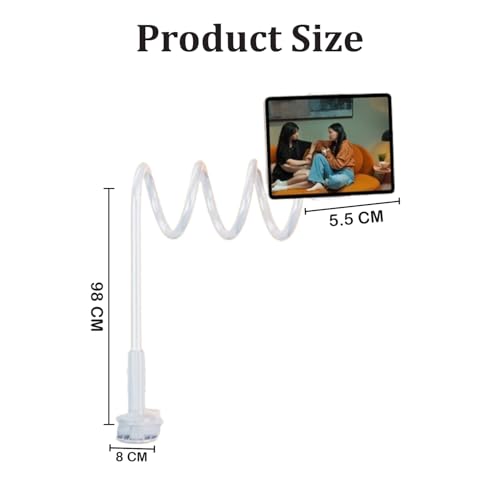 Image of MOMISY Mobile Phone Holder, 360 Adjustable Gooseneck Clamp Mount, Universal Phone Stand for Desk, Office, Home (Nut White, 85 cm)