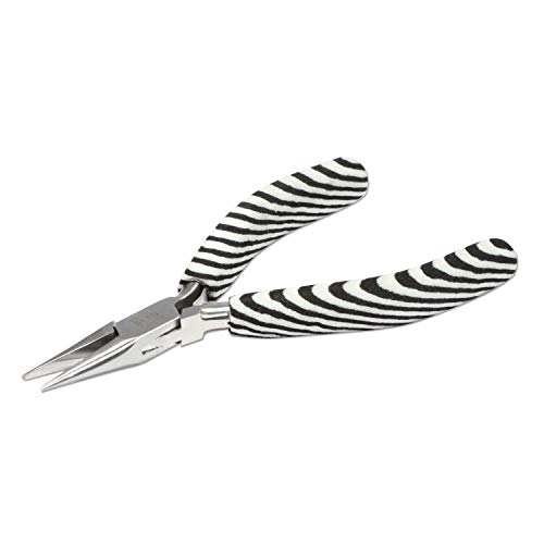 Zebra Chain Nose Pliers, Silver, White, Black, chain nose - 5"