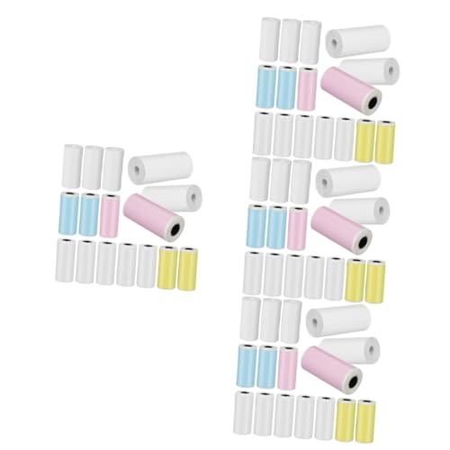 Papier thermique autocollant 64 rouleaux stickers colorés étiquettes imprimante mini thermique