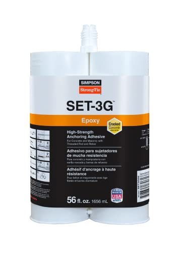 Simpson Strong-Tie SET-3G56 High-Strength Epoxy Anchoring Adhesive for Threaded Rods, Rebar & Dowels - Superior Bond Strength, Fast Curing, 56 oz Side-by-Side Cartridge