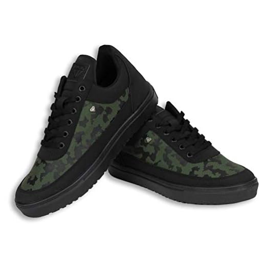 Snygga Höstskor Herr - Herr Sneakers Low Camouflage Side - Grön/Svart