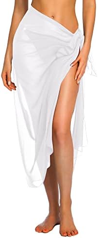 Ekouaer Swimsuit Cover Up Long Women's Summer Beach Wrap Skirt Swimwear Bikini Cover-ups Dress White