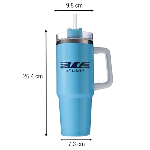 Only4fan S.r.l. Unisex – Erwachsene Tazza Termica Grande In Acciaio Doppia Parete 850ml SS Lazio Thermobecher, groß, doppelwandig, 850 ml, offizielles Produkt, himmelblau, Einheitsgröße