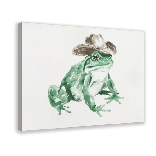 Poster rétro cowboy grenouille sur toile décoration murale vintage chambre et bureau 61x91cm