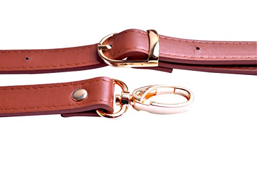 Wento 1Pcs 43''-49'' Pu Brown Leather Adjustable Bag Strap,Soft Leather Shoulder Straps,Replacement Cross Body Purse Straps,Handbag Bag Wallet Straps (Gold) #TOP5