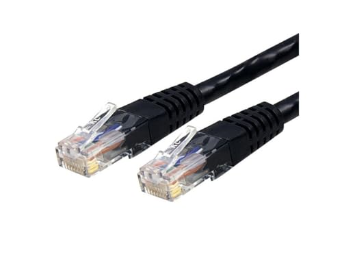 Image of StarTech 25ft CAT6 Ethernet Cable - Black CAT 6 Gigabit Ethernet Wire -250Mhz 100W PoE RJ45 UTP Molded Network Patch Cord with Strain Relief (C6PATCH25BK)